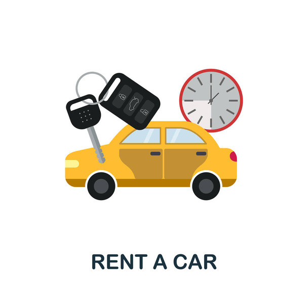 Rent A Car Wohnung Symbol. Farbiges Elementschild aus der Sammlung öffentlicher Verkehrsmittel. Flat Rent A Car Icon-Zeichen für Webdesign, Infografiken und mehr. - Vektor, Bild