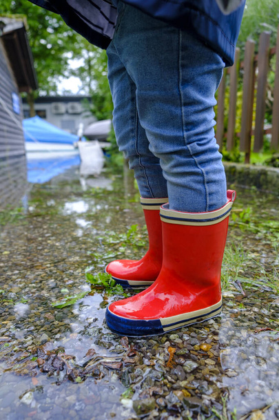 woman's boots in the rain - Φωτογραφία, εικόνα