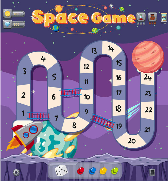 Space maze puzzle game template illustration - Vector, Image