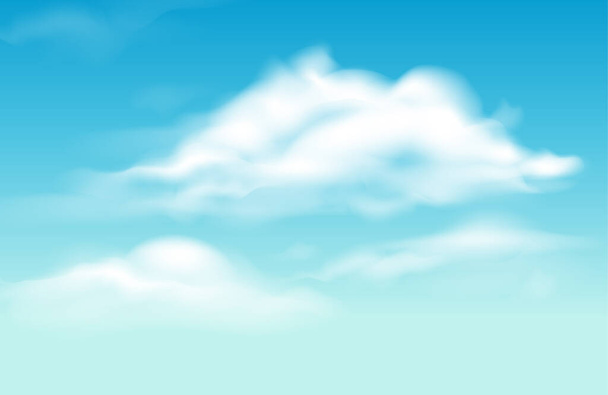 Clouds in bright blue sky illustration - Vector, Image