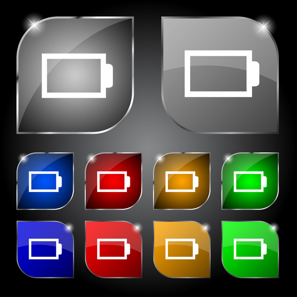 Battery empty sign icon. Low electricity symbol. Set of colour buttons. Vector - Vector, Imagen