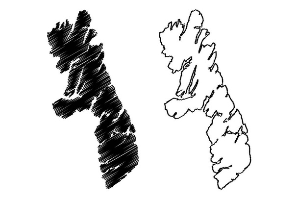 Isola di Campana (Repubblica del Cile, Sud e America Latina) mappa vettoriale illustrazione, abbozzo scarabocchio Isla Campana mappa - Vettoriali, immagini