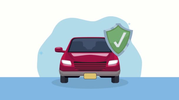 animação de serviço de seguro com carro e escudo - Filmagem, Vídeo