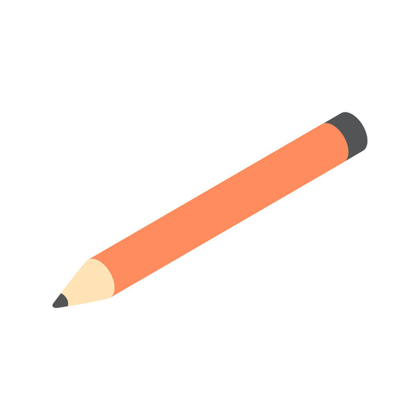 Red wooden pencil with graphite diagonally placed isometric vector art draft drawing ink supply - Vector, imagen