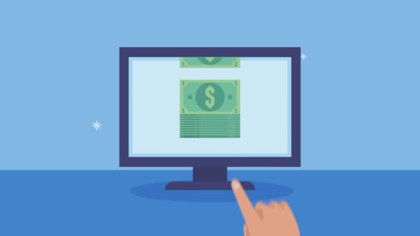finanční business animace s účty a desktopem - Záběry, video
