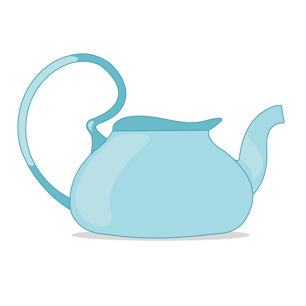 Glass teapot on a white background. blue kitchen utensils. vector illustration for design. - Vektör, Görsel