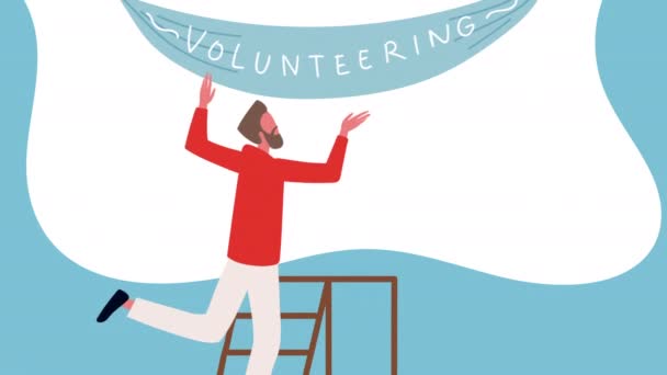 добровольное написание букв с волонтером на лестнице - Кадры, видео