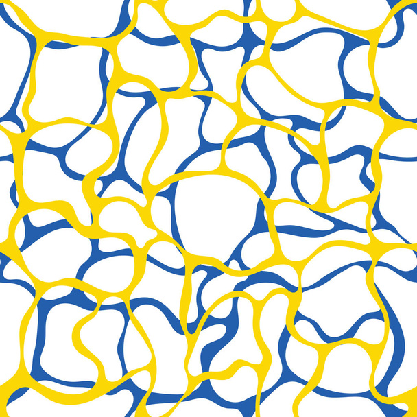 Vector patrón sin costura fondo azul amarillo y olas de agua en los colores de la bandera de Ucrania. - Vector, imagen