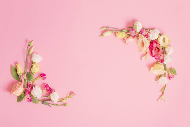 spring beautiful flowers on pink background - Zdjęcie, obraz