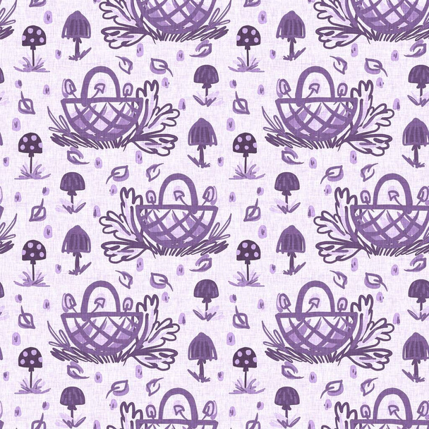 Gender neutral mushroom seamless raster background. Simple whimsical romantic 2 tone pattern. Kids nursery wallpaper or scandi all over print.  - Photo, Image