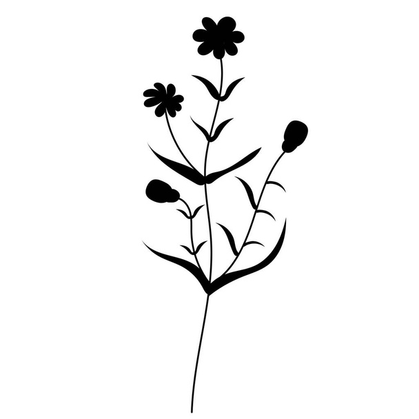flower black silhouette isolated vector - Vector, Image