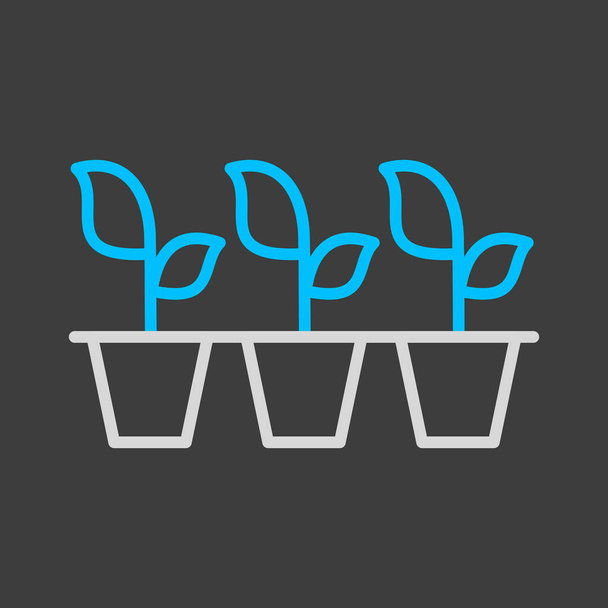 Zaailingen of jonge planten groeien in plastic pot vector icoon. Grafiek symbool voor landbouw, tuin en planten website en apps ontwerp, logo, app, gebruikersinterface - Vector, afbeelding