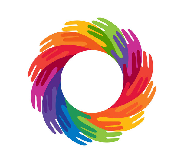 Cerchio multicolore diversità mani segno vettoriale - Vettoriali, immagini