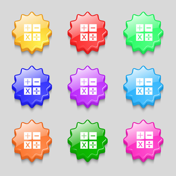 Multiplication, division, plus, moins icône Symbole mathématique Jeu de boutons couleur Vecteur
 - Vecteur, image