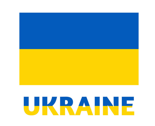 Diseño de emblema de bandera de Ucrania con nombre National Europe Vector Illustration Design - Vector, Imagen