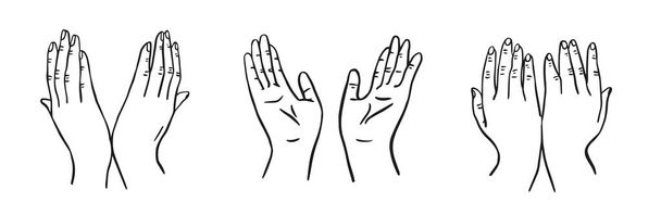 Handen vragen, bidden, vasthouden, getekend in doodle stijl vector.Vector illustratie voor verschillende onderwerpen. - Vector, afbeelding
