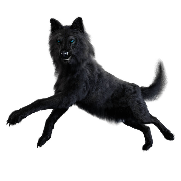 Lobo terrible sobre fondo aislado, ilustración 3D, renderizado 3D - Foto, imagen