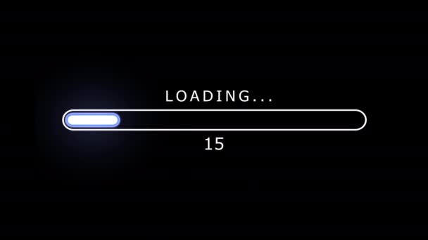 Loading bar animation. Futuristic progress loading bar 0-100 percent on black background. - Footage, Video