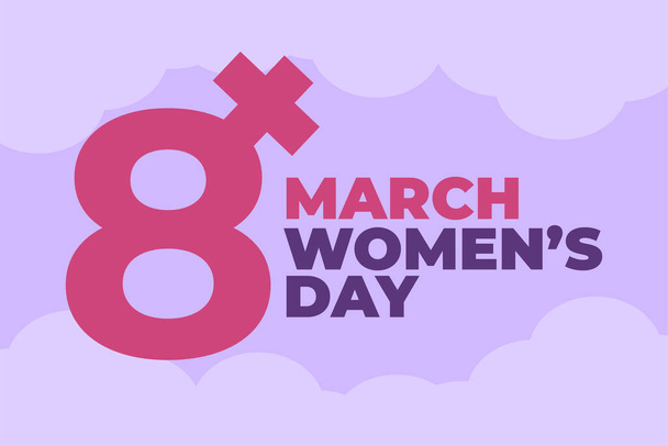 8 march women day headline with clouds background - ベクター画像