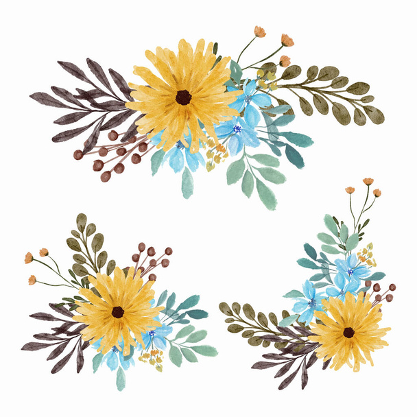 petal floral arrangement watercolor set - Vecteur, image