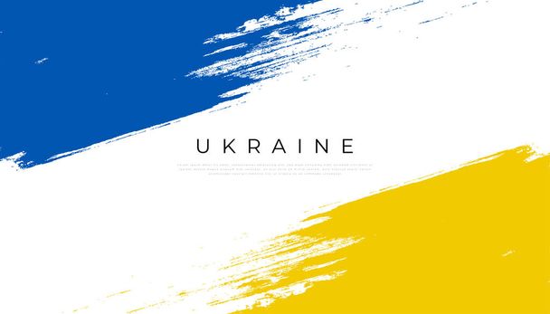 Ukraine Flag with Brush Concept. Flag of Ukraine in Grunge Style. Pray for Ukraine. Hand Painted Brush Flag of Ukraine Country - Vector, Image