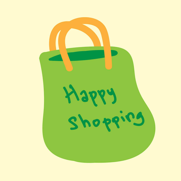каракулі милий щасливий сумка для покупок Векторний елемент дизайну
 - Вектор, зображення