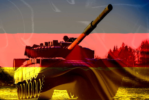 Um tanque e bandeira da Alemanha - Foto, Imagem