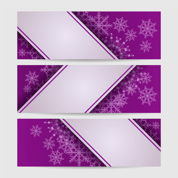 Winter Dark purple Snowflake design template banner - Vektör, Görsel