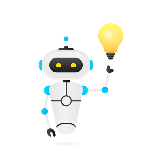 Flat illustration with blue bot. Customer support help service flat vector illustration - Vektor, obrázek
