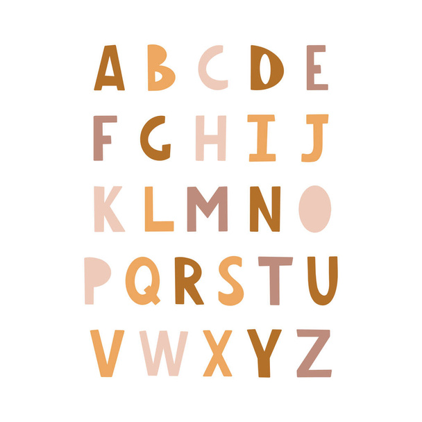 Barevná ABC abeceda s mnohobarevnými písmeny izolovanými na bílém pozadí v moderním plochém stylu. Vektorová ilustrace - Vektor, obrázek