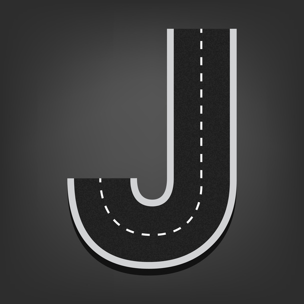 J letter. Road font - Vector, Image