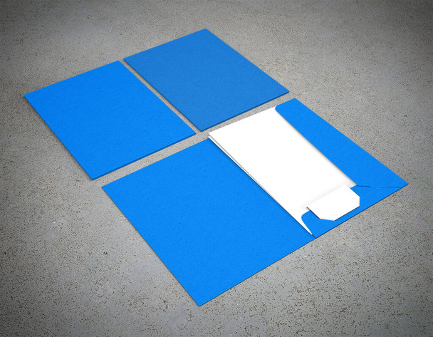 Mockup folderu plików na szarym tle Rendering 3D - Zdjęcie, obraz
