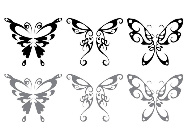 Vector Tribal τατουάζ Πεταλούδα ή πεταλούδα με μαύρο μοτίβο φυλής - Διάνυσμα, εικόνα