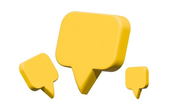 Set of  3D speech bubble icons, isolated on white background. 3D Chat icon set. - Vector, Image