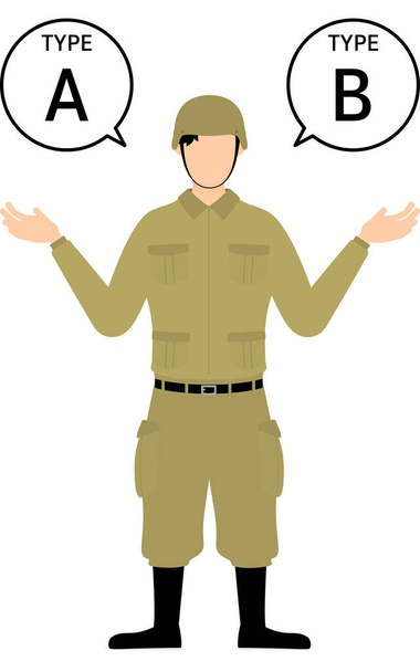 Soldato di sesso maschile Posa, suggerendo A e B - Vettoriali, immagini
