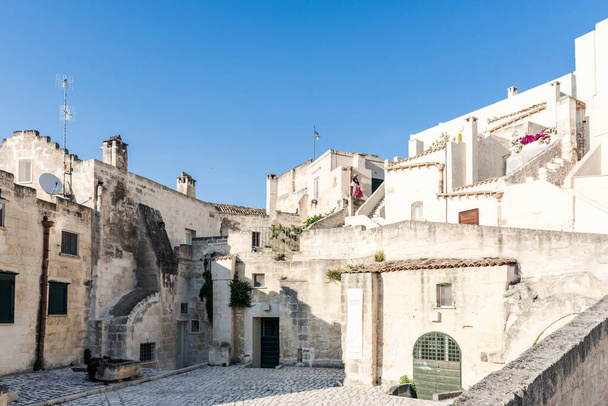view of ancient city streets and houses in Matera, Italy - Foto, imagen