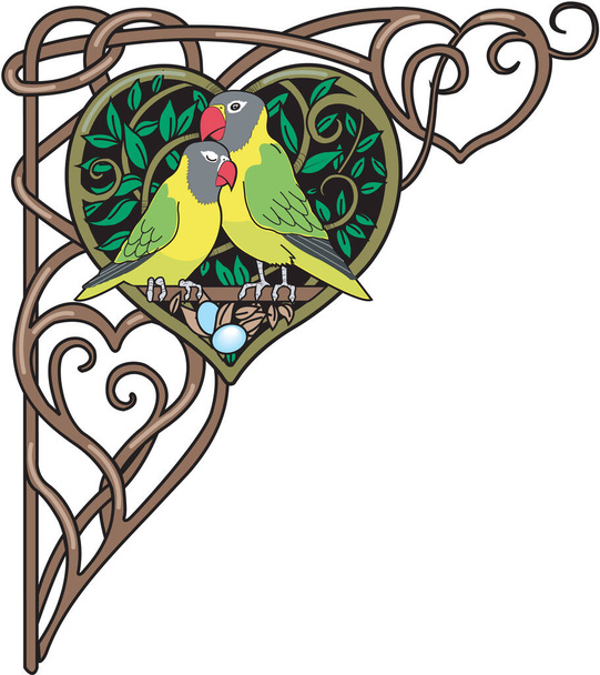 Love Birds Border Vector Illustration - Vector, Image