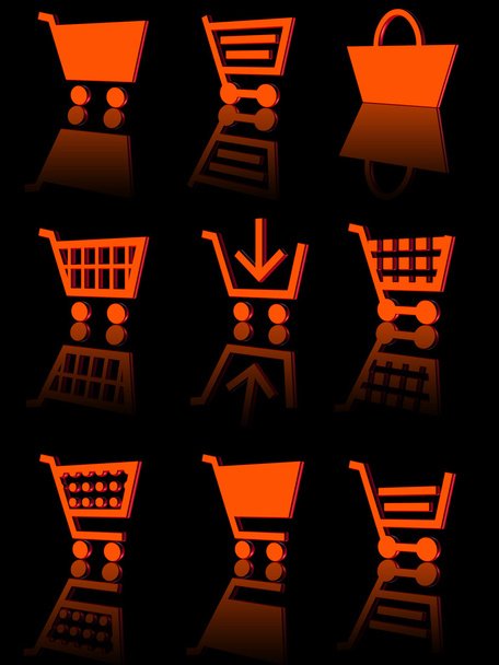 nákupní košík ikona sada 3d - Fotografie, Obrázek
