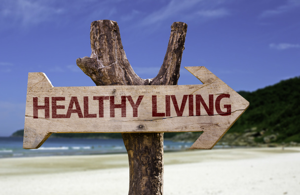 Zdravé bydlení vývěsní štít s pláží na pozadí - Fotografie, Obrázek