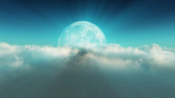 volar por encima de las nubes luna en día - Metraje, vídeo