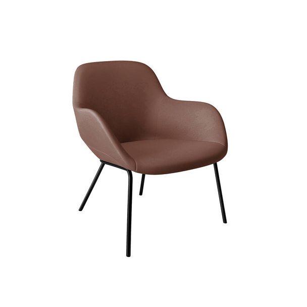Brown luxury leather classical armchair with black metal legs for cafe and office, isolated on white background with clipping path. Series of furniture - Φωτογραφία, εικόνα
