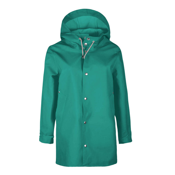 You can make your logo design more beautiful with this Front View Awesome Raincoat Mock In Cadmium Green Color. - Photo, Image