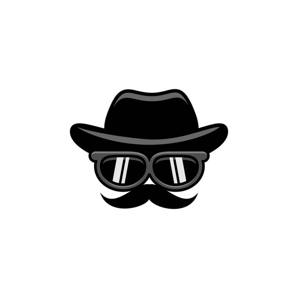vector gentleman wearing hat with glasses - Vektori, kuva