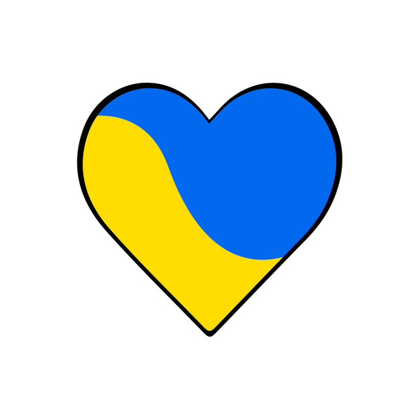 Flag of Ukraine in the shape of a heart. Ukrainian national symbol. stop the war. Vector illustration - Διάνυσμα, εικόνα