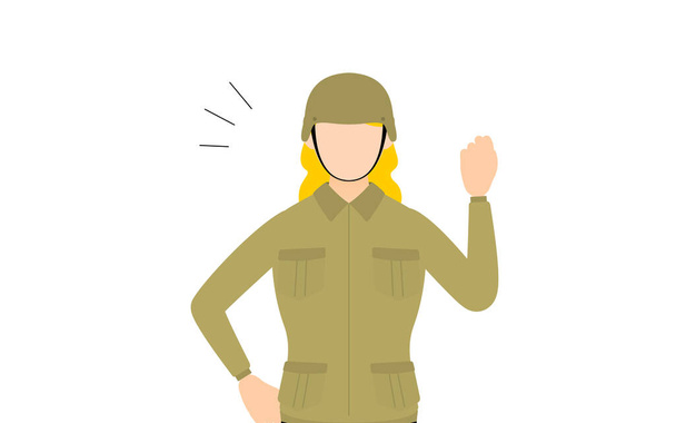 Female Soldier Pose, Cheerful, gutsy pose! - Vector, Image