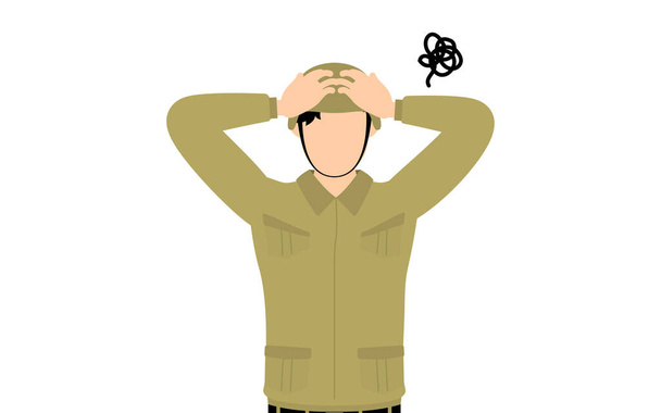 Male Soldier Pose, Worry with your head - Vector, Image