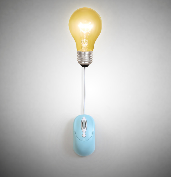 Símbolo criativo da lâmpada com sinal do mouse do computador
 - Foto, Imagem