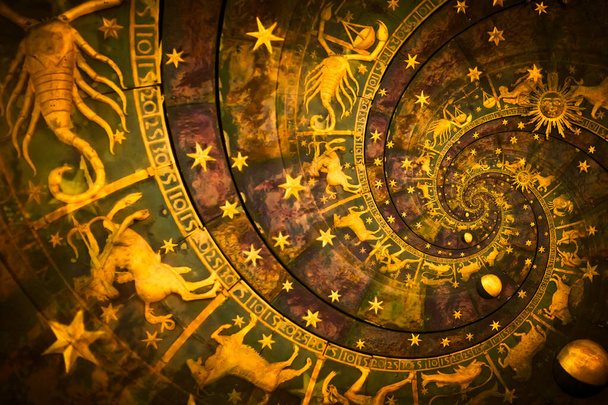 Astrology and alchemy sign background illustration - black - Photo, Image