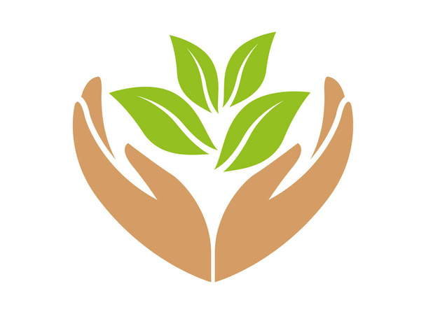 natural eco hand leaf logo - Foto, Imagem
