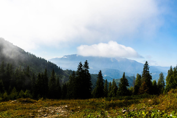 Bucegi massif seen from Poiana Brasov, Postavaru. Romania. - Фото, изображение